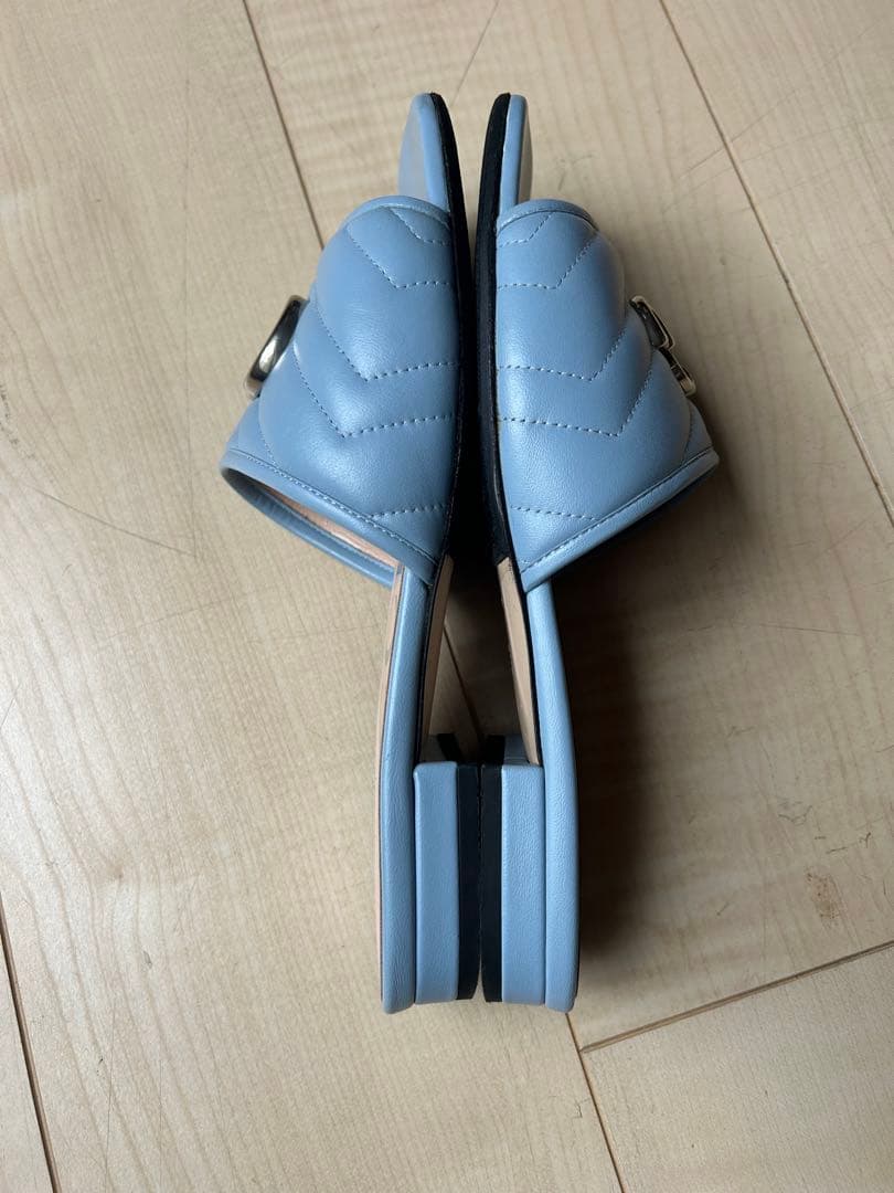 GUCCI ライトブルー GGロゴ スライドサンダル