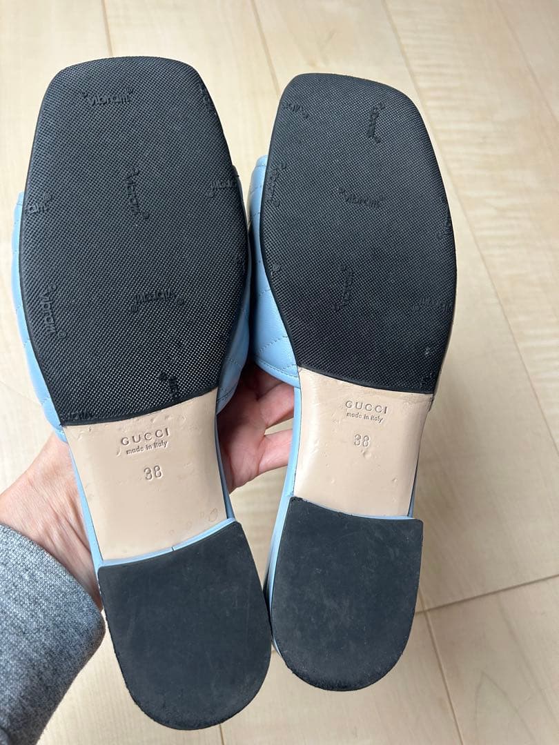 GUCCI ライトブルー GGロゴ スライドサンダル