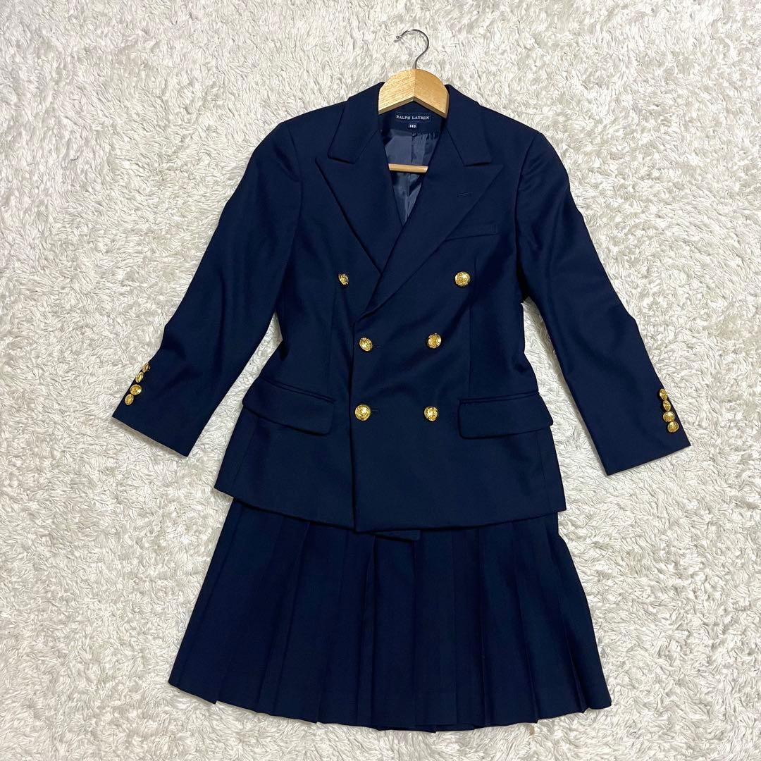 ✨希少✨ラルフローレン 140サイズ 金ボタン 紺ブレ セットアップ プリーツ