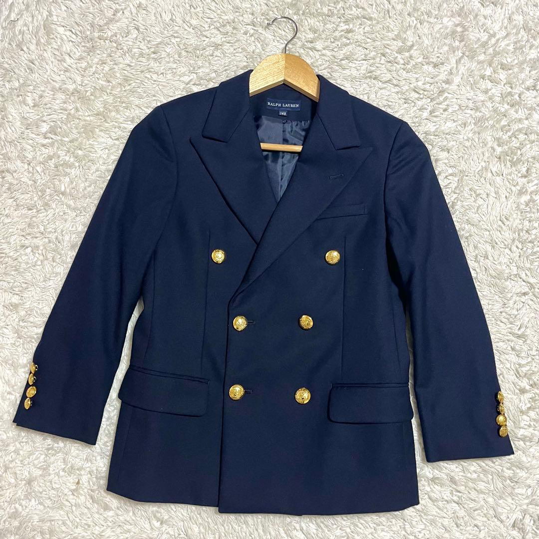 ✨希少✨ラルフローレン 140サイズ 金ボタン 紺ブレ セットアップ プリーツ