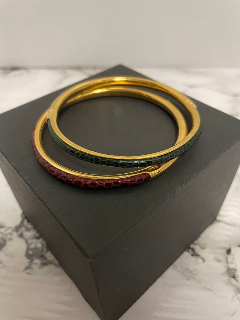 【蛇年】7オールドグッチ　GUCCI バングルリザード　ブレスレットヴィンテージ