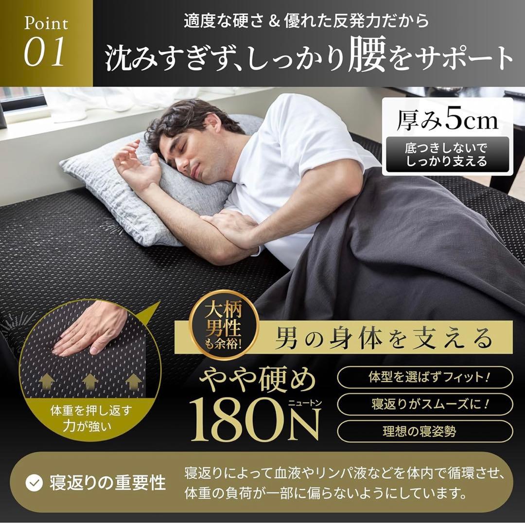 GOKUMIN 高反発マットレス 厚さ5cm 硬め 180N 耐圧分散