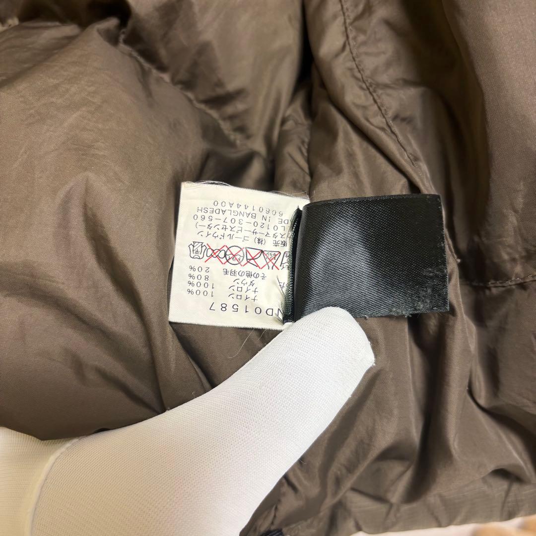 ノースフェイス　センター　ロゴ　ダウン　ベスト　カーキ　ブラウン　S