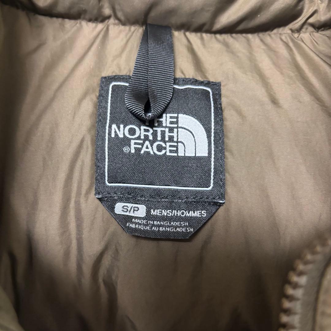 ノースフェイス　センター　ロゴ　ダウン　ベスト　カーキ　ブラウン　S