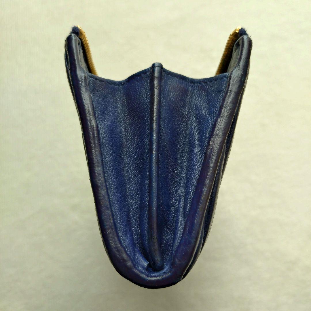 MIUMIU 長財布 マテラッセ ゴールドロゴ ネイビー L字ファスナー