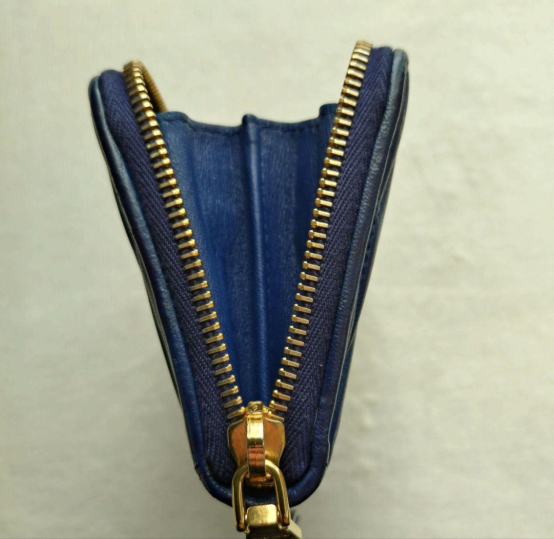 MIUMIU 長財布 マテラッセ ゴールドロゴ ネイビー L字ファスナー