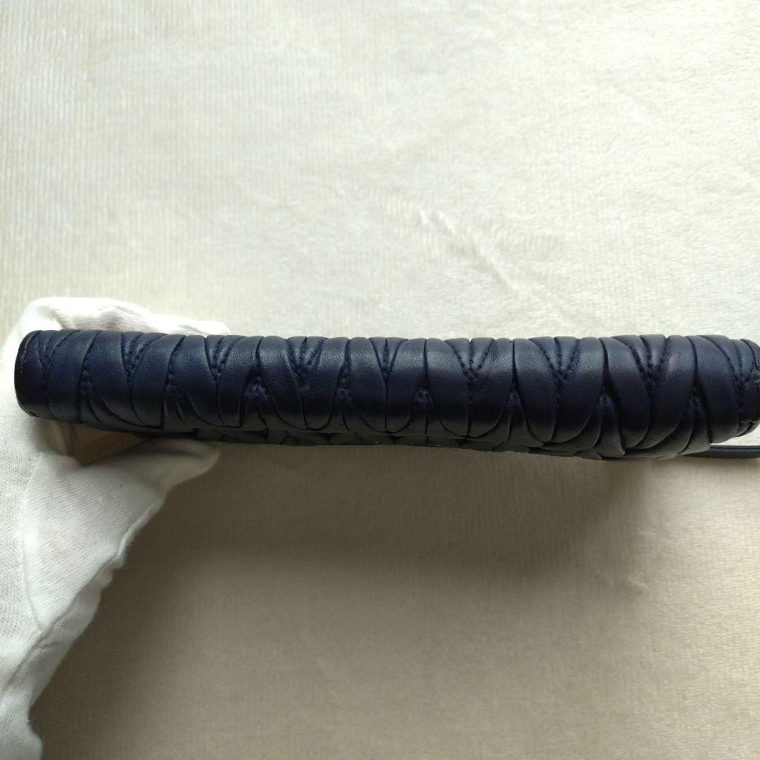 MIUMIU 長財布 マテラッセ ゴールドロゴ ネイビー L字ファスナー