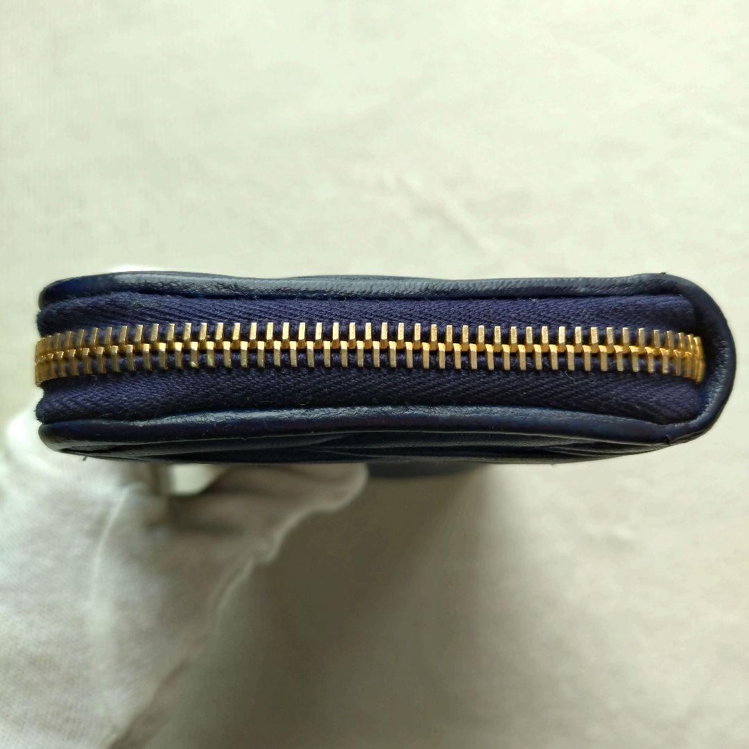 MIUMIU 長財布 マテラッセ ゴールドロゴ ネイビー L字ファスナー