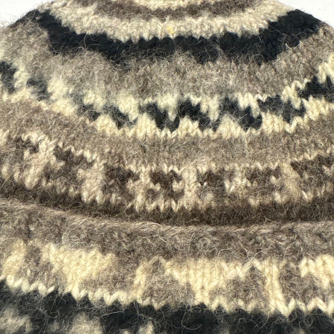 90s unknown ボンボン付ビーニー　ニットキャップ　帽子　古着