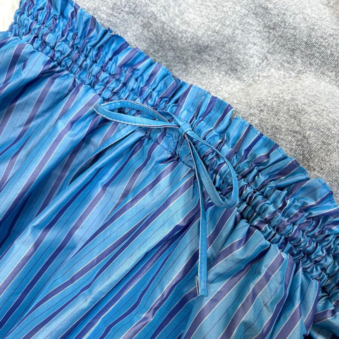 ドゥロワー ツリ裏毛ファブリックワンピース シルク ストライプ FREE 日本製