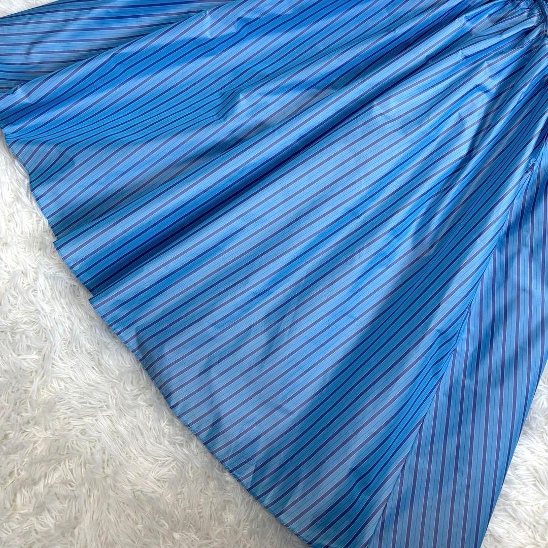 ドゥロワー ツリ裏毛ファブリックワンピース シルク ストライプ FREE 日本製