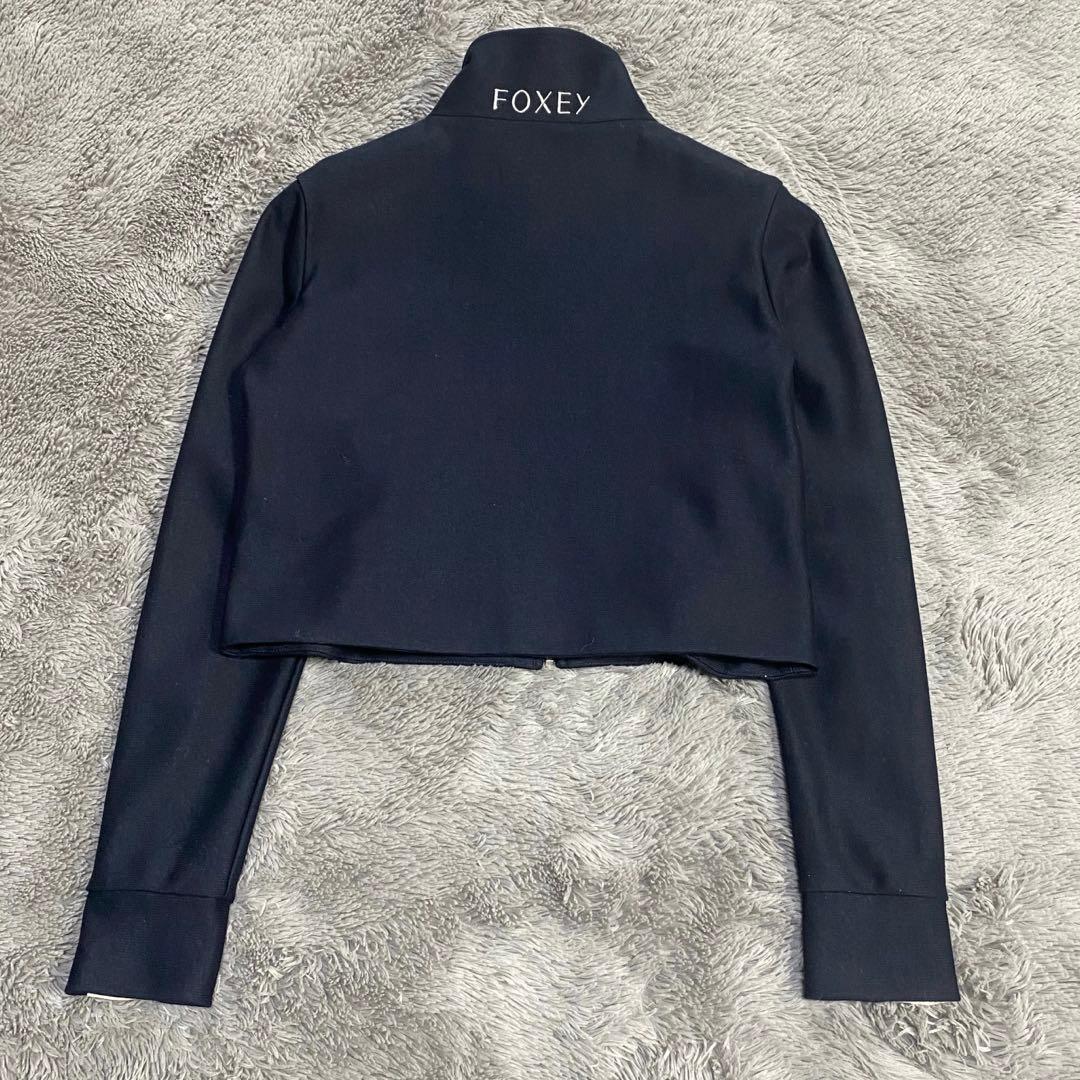 フォクシー 首元ロゴ ブルゾン クロップドトラックジャケット ネイビー38