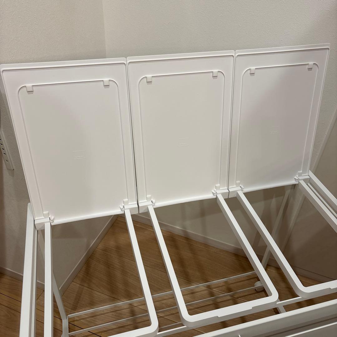 tower 山崎実業 蓋付き目隠し分別ダストワゴン ゴミ箱　3分別　ホワイト