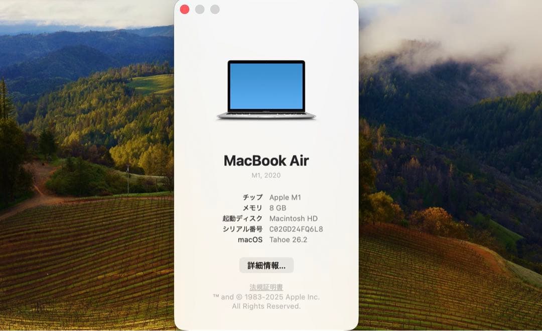 MacBook本体 Mac Book Air 2020 M1 8GB 512GB