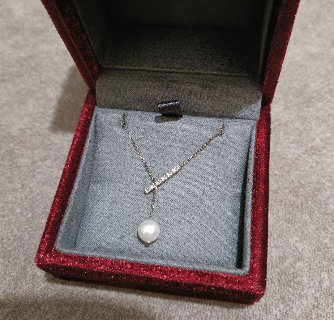 スタージュエリー ラリエットネックレス パール ダイヤ ロング バー Y字