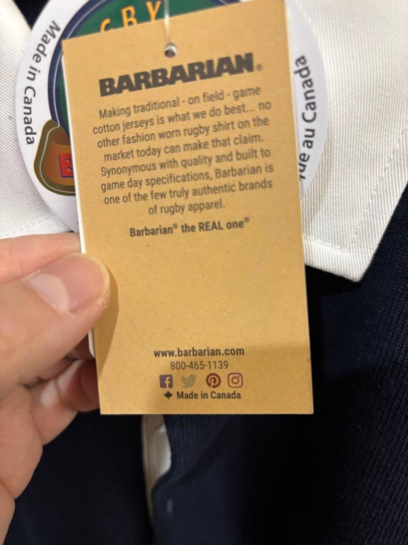 BARBARIAN ネイビー 長袖ポロシャツ