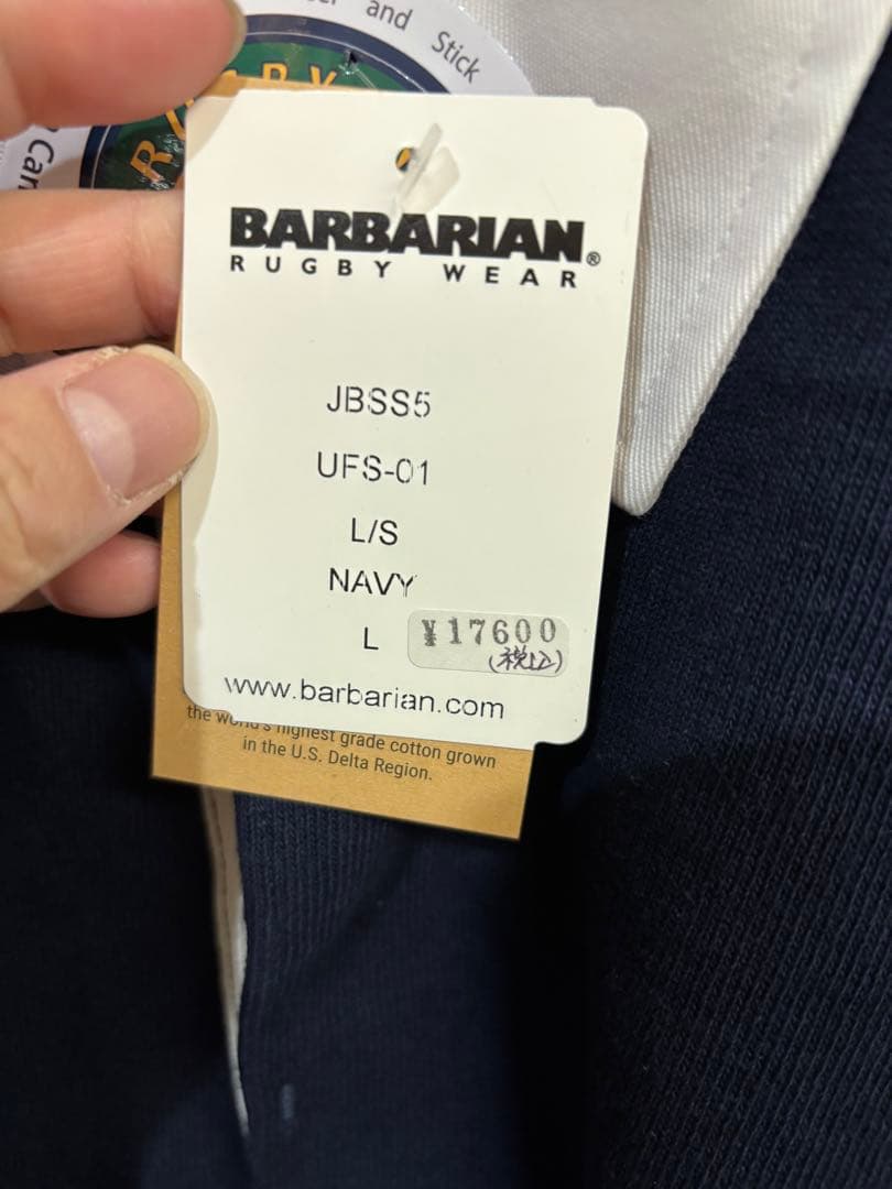 BARBARIAN ネイビー 長袖ポロシャツ