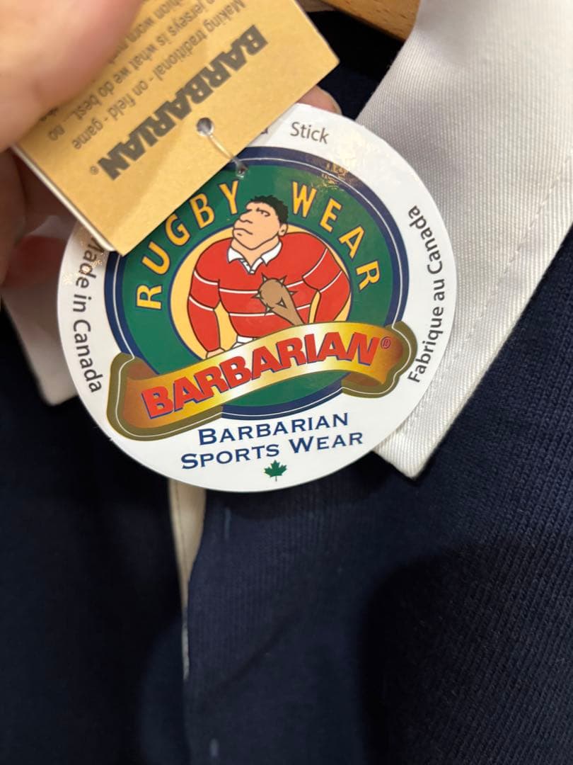 BARBARIAN ネイビー 長袖ポロシャツ