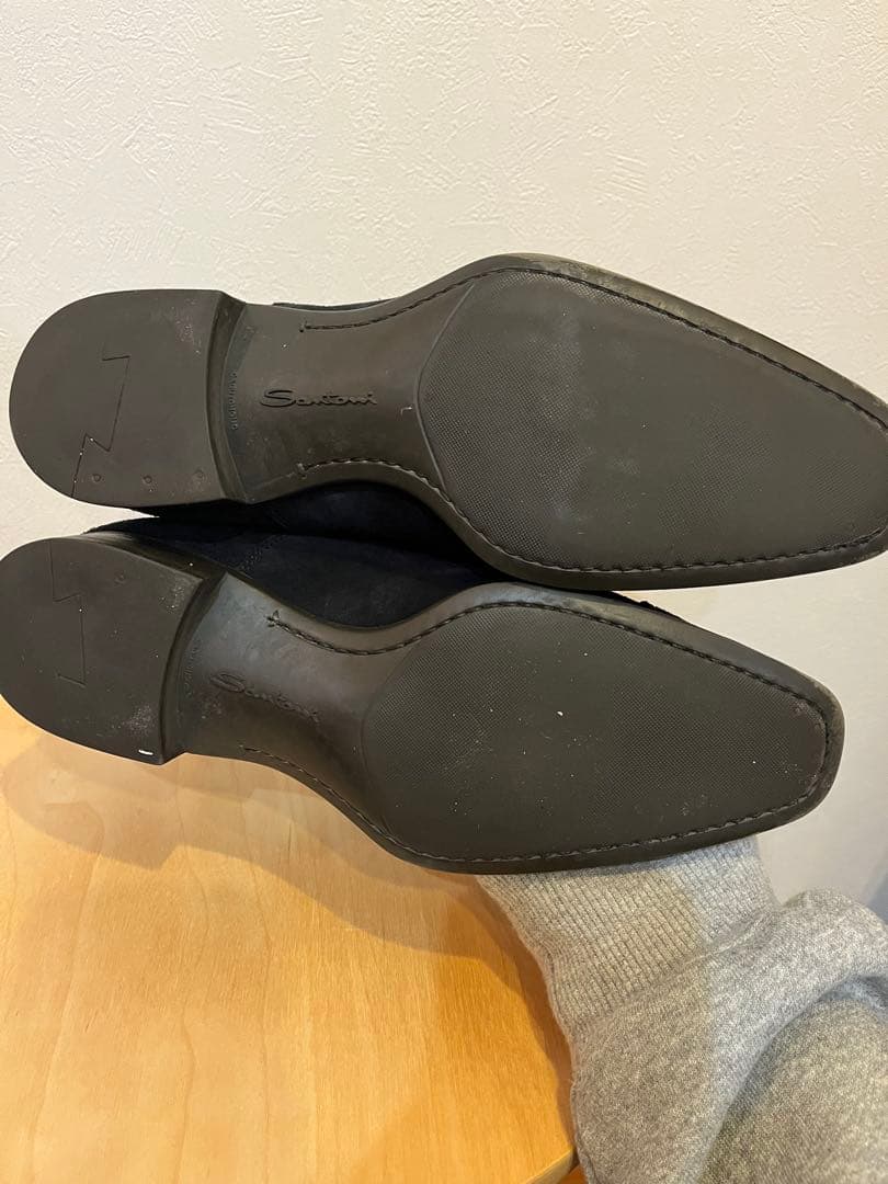 ※年末年始限定セール【美品】サントーニ ネイビースエード ストレートチップ