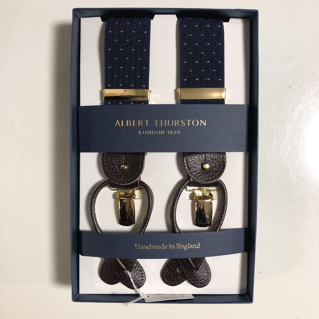 アルバートサーストン サスペンダー（ダークネイビー マイクロ小紋柄）