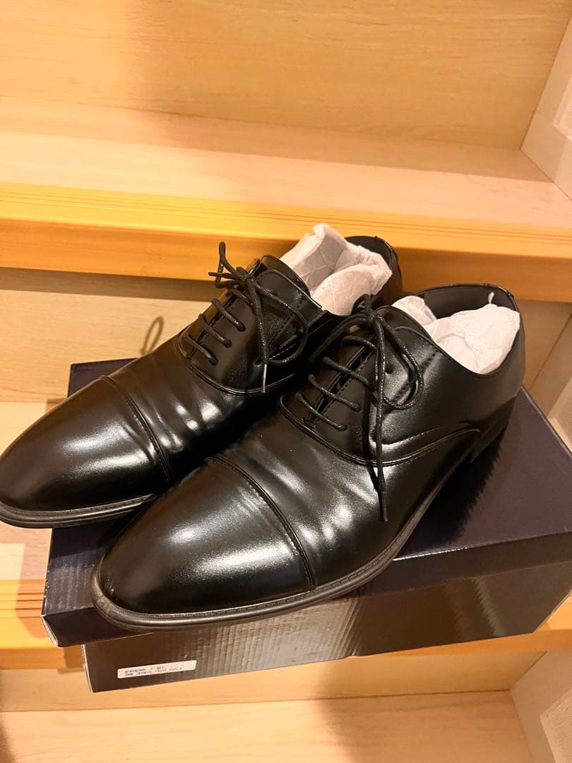 黒 レザー ドレスシューズ ストレートチップ