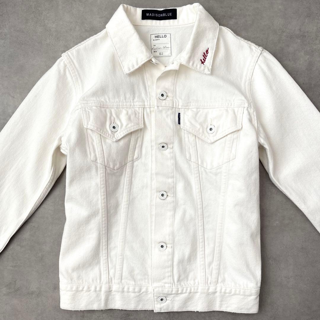 美品 マディソンブルー デニム ジャケット Gジャン 白 刺繍入り Hello
