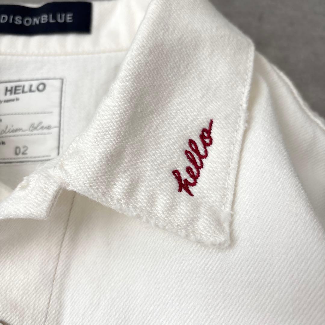 美品 マディソンブルー デニム ジャケット Gジャン 白 刺繍入り Hello