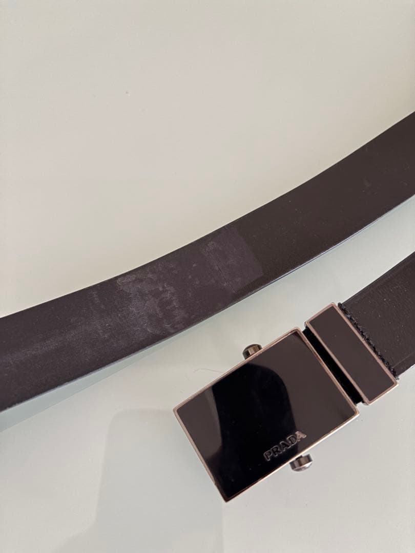 PRADAプラダレザーベルト 黒 アジャスター ユニセックス