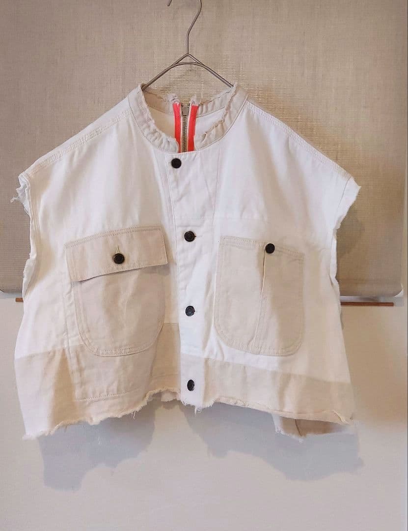 【etsinta/エシンタ】 デニムショートベスト　ホワイト