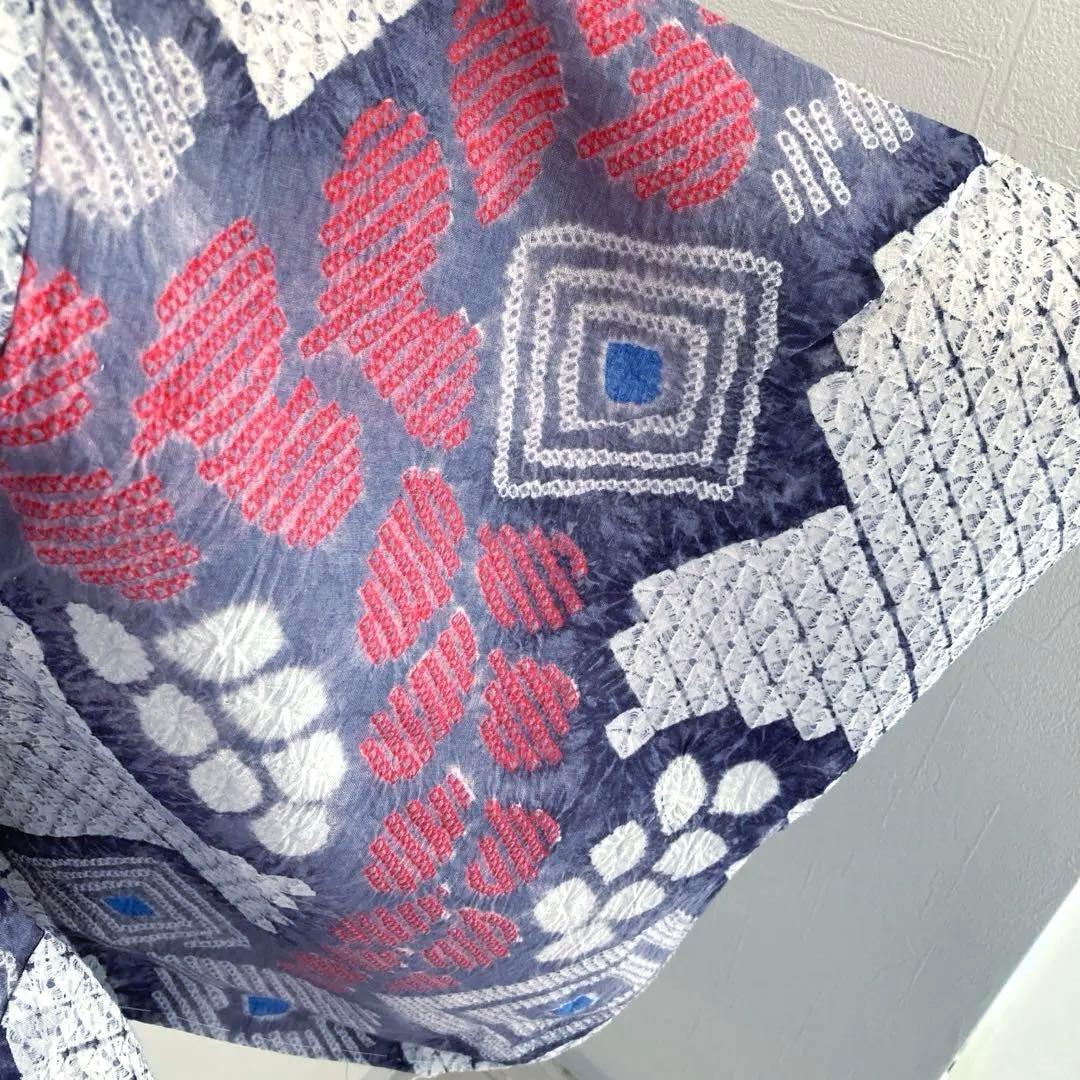 有松絞り・蜘蛛絞り　手縫い　淡いグレー　しつけ付　絞り浴衣　No.k100