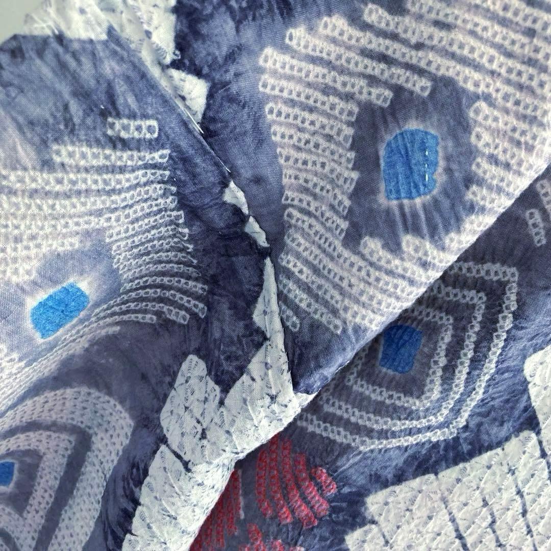 有松絞り・蜘蛛絞り　手縫い　淡いグレー　しつけ付　絞り浴衣　No.k100