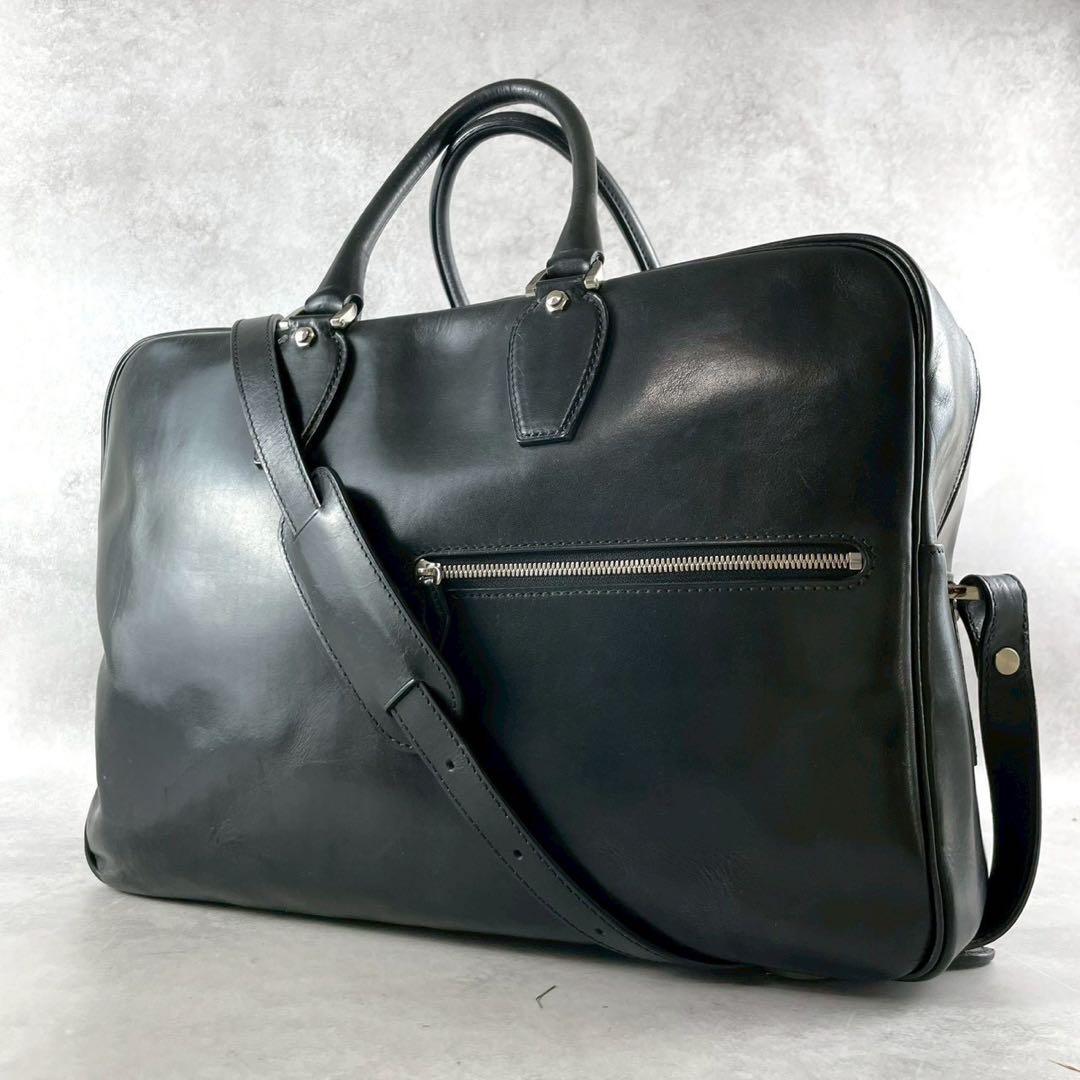 美品 2way 大容量✨万双 双鞣和地 本革ボストンバッグ ビジネスバッグ 黒