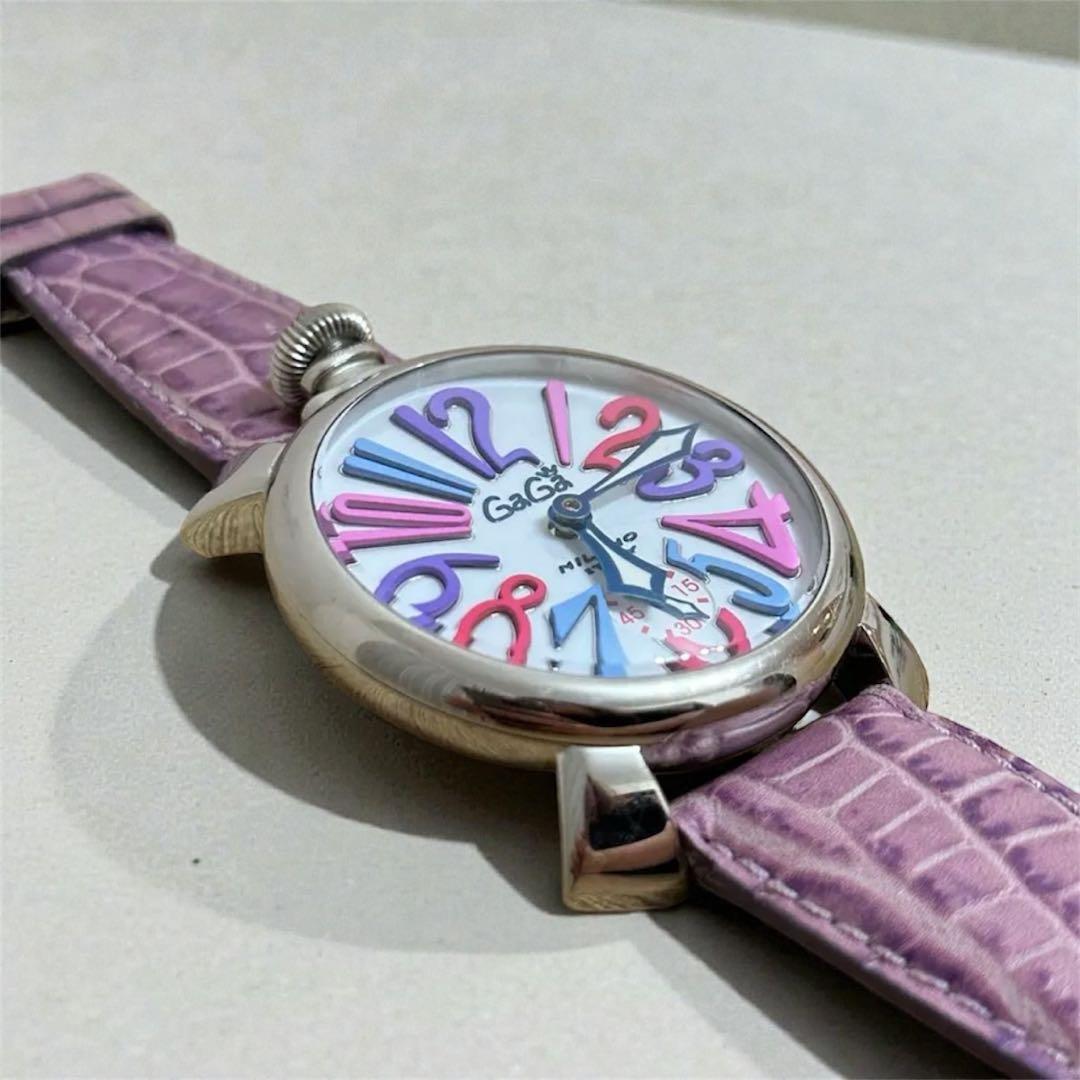 【美品・希少】ガガミラノ マヌアーレ50 裏スケ スモールセコンド パープル