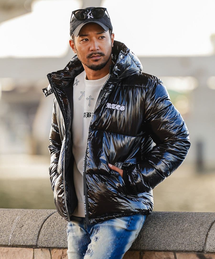 【完売品】アダムスジャグラー フード付きダウンジャケット ブラック　Lサイズ