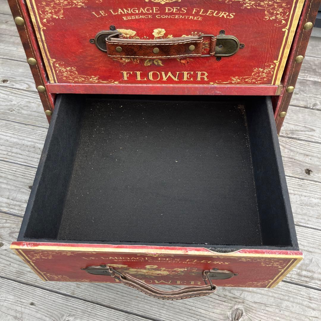 北欧レトロ アンティーク 薔薇柄ミニチェスト ナイトテーブル サイドテーブル