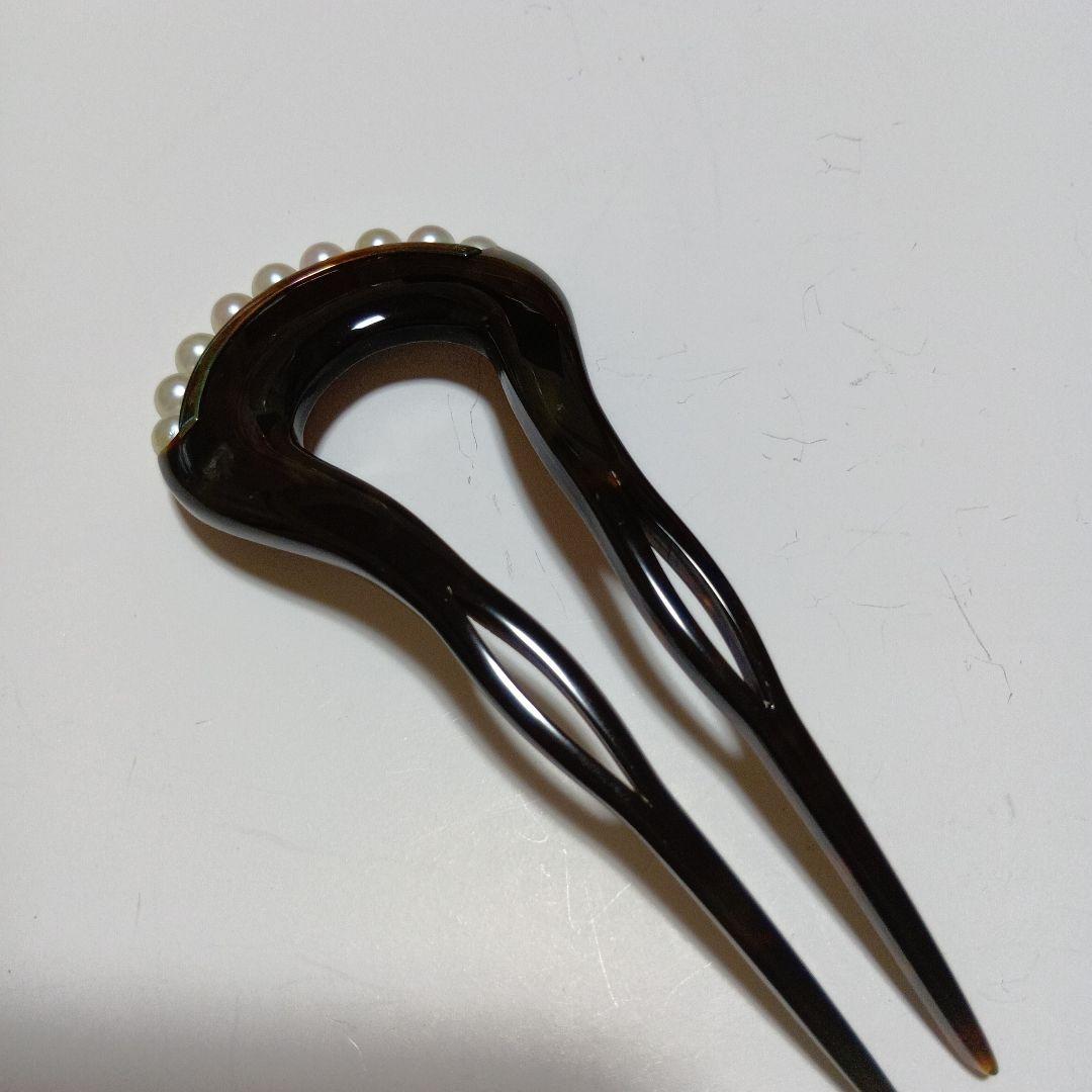 べっ甲に真珠・ゴールドのかんざし