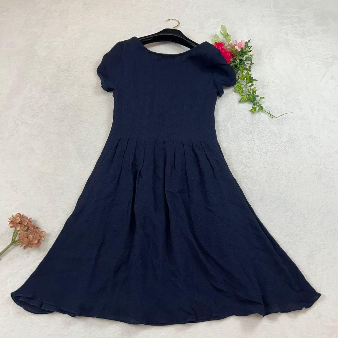 K939 美品 M ジョルジオアルマーニ プリーツ ひざ丈ワンピース レディース