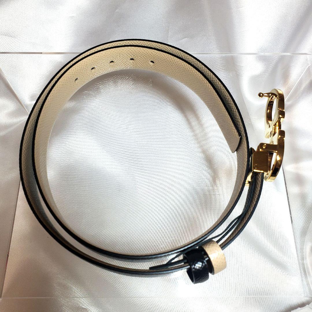 【美品】フェラガモ リバーシブル ベルトレザー 黒/ベージュk-030