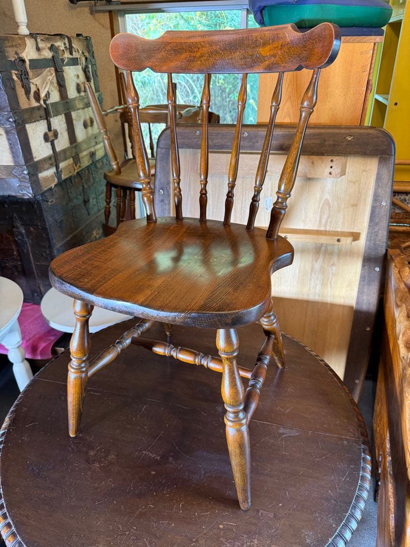 飛騨産業 キツツキ ウィンザーチェア 昭和レトロ 無垢 木製椅子 メンテ済み