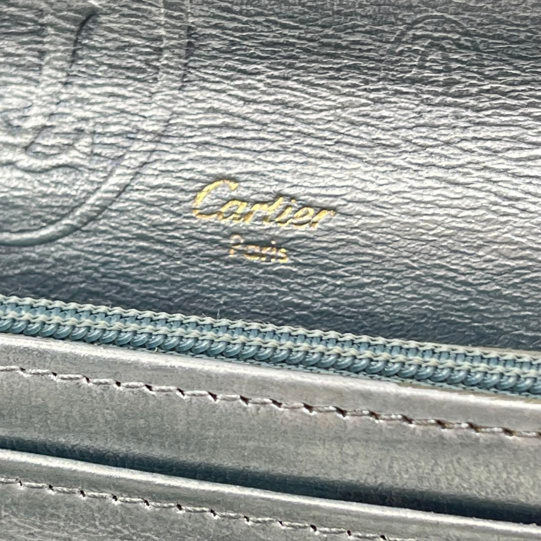 カルティエ 長財布 フラップ ハッピーバースデー ロゴ型押し レザー シルバー