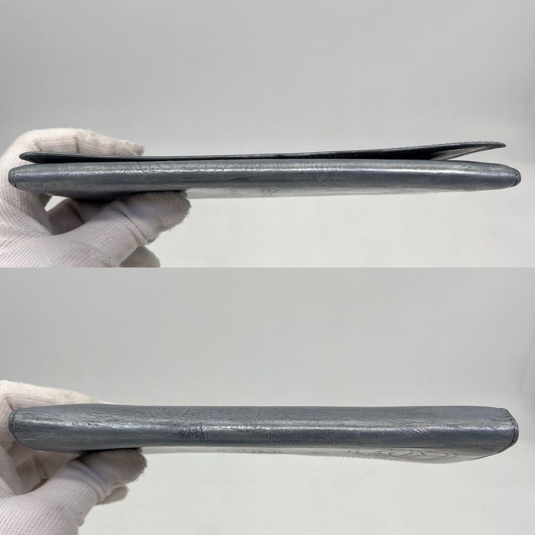 カルティエ 長財布 フラップ ハッピーバースデー ロゴ型押し レザー シルバー