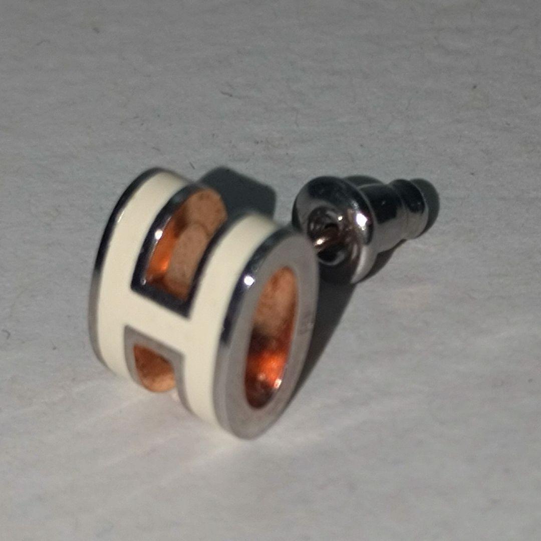 HERMES エルメスピアスポップアッシュミニポップHホワイト/ピンクゴールド