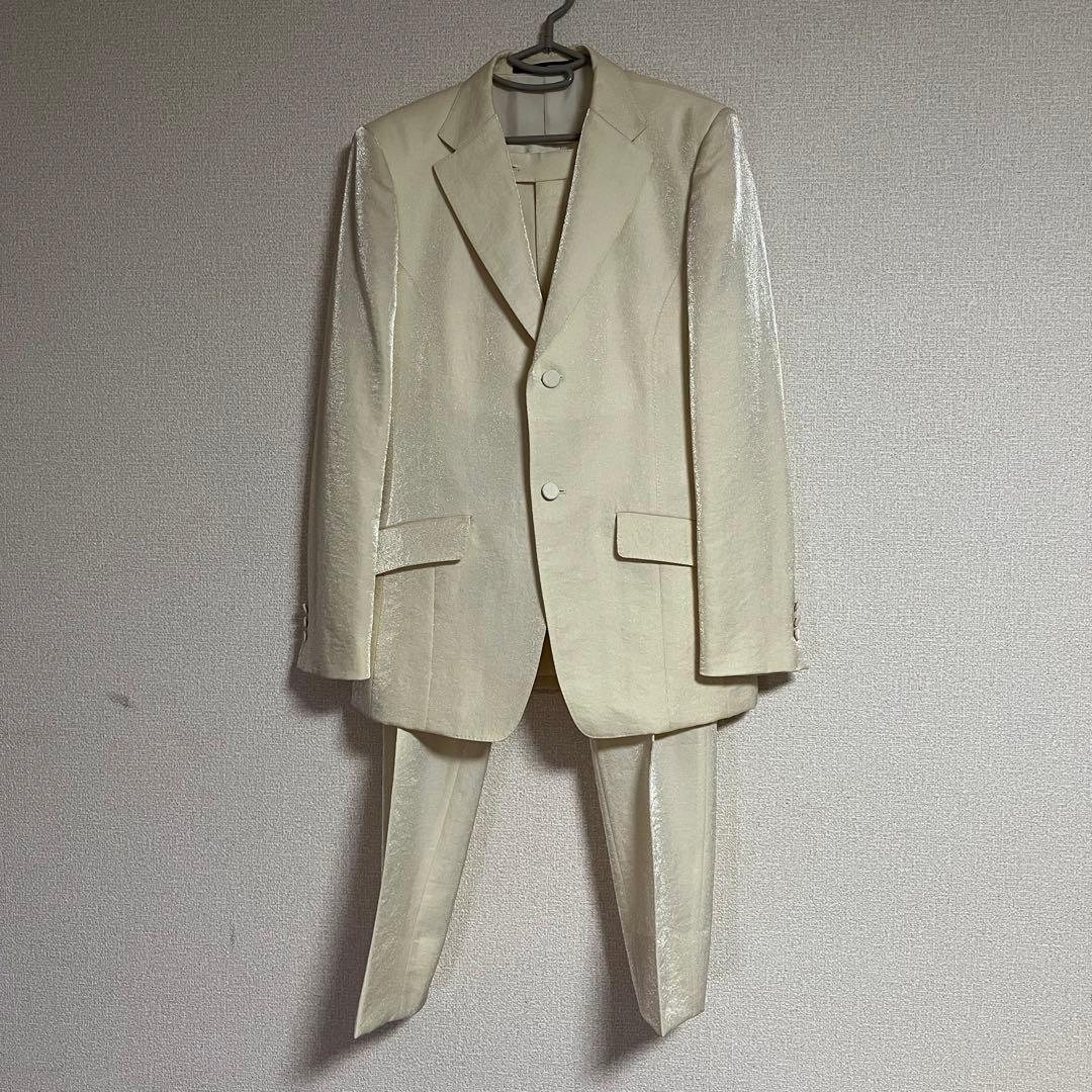 ジャンポールゴルチエ オム オブジェ【極美品】光沢スーツ セットアップ 白系