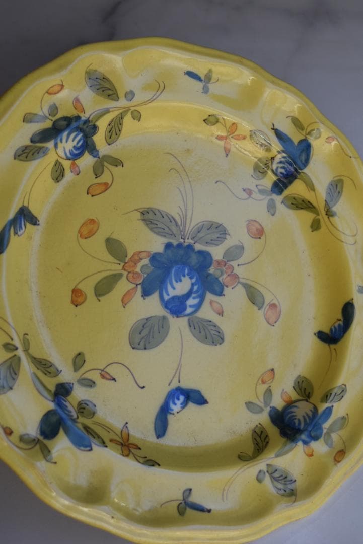 超美品　南フランス19-20世紀　 黄釉輪花平皿 伊丹十三の台所