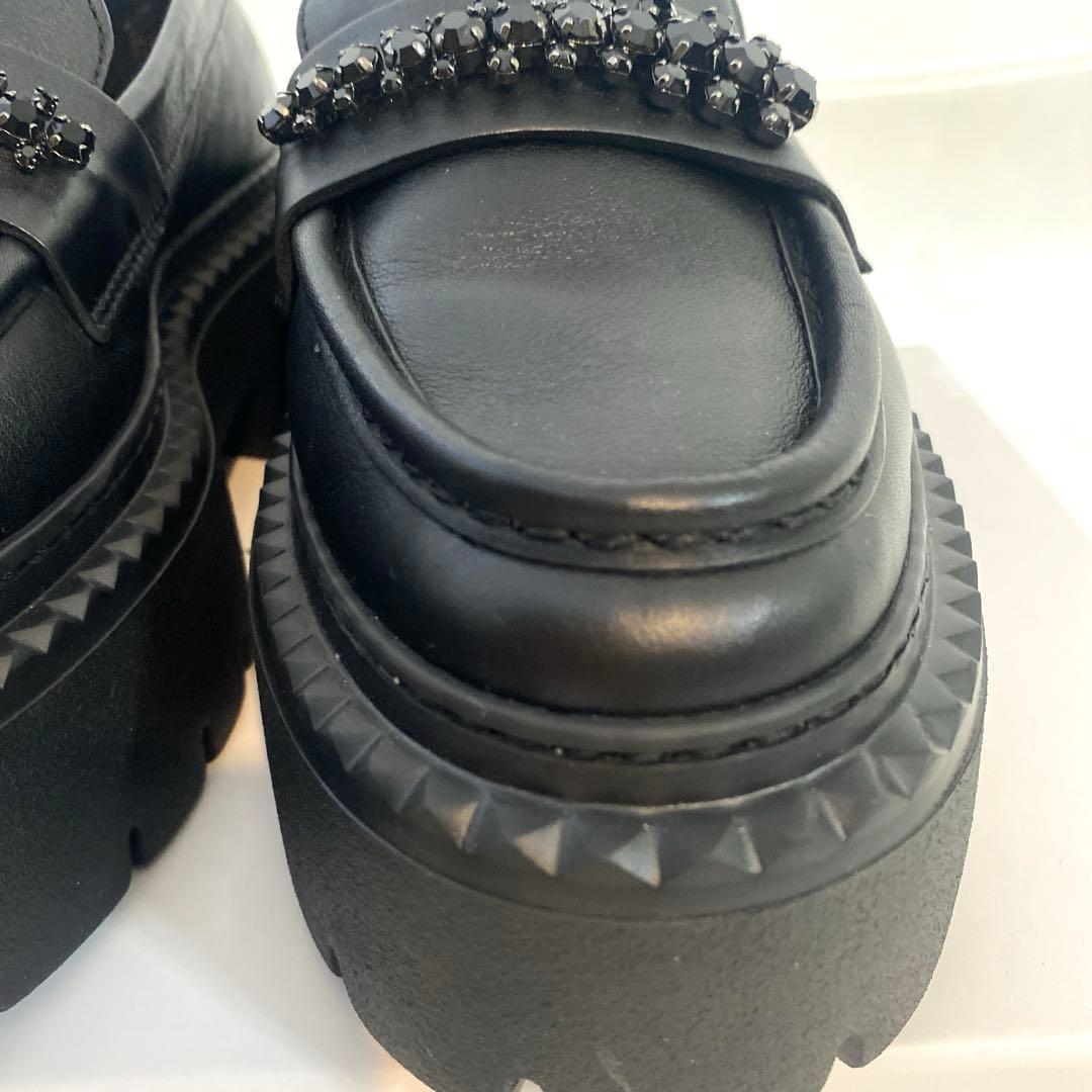 m*2様 ジミーチュウ ローファー ブラック ビジュー　BRYER プラットフォ