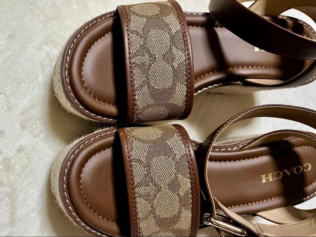 美品❤COACH コーチ エスパドリーユ 24cmサンダル ウェッジソール 箱