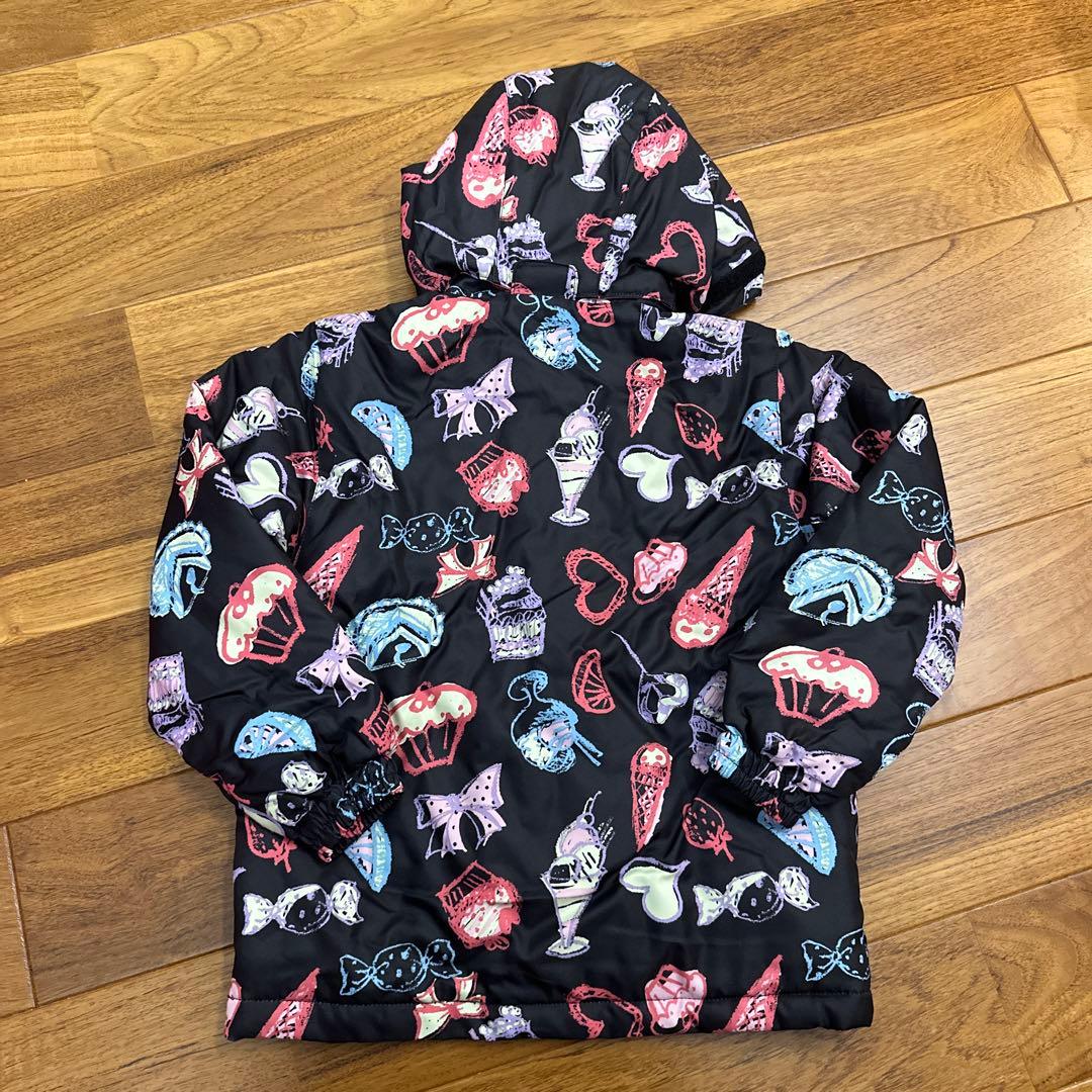 子供用スキーウェアセット　黒とピンク120 cm パープルグローブ15cm