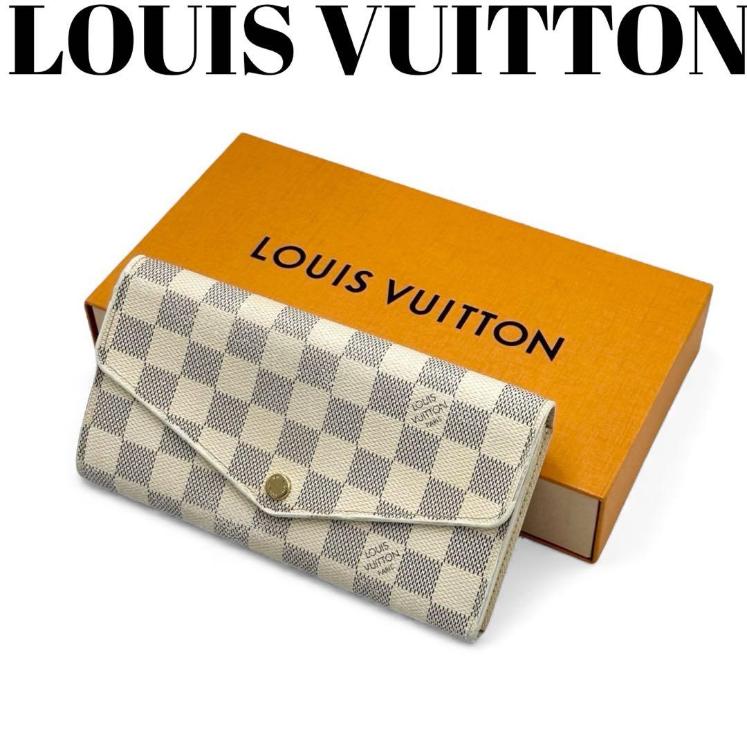 【極美品】ルイヴィトン 新型ポルトフォイユサラ 長財布 ダミエ アズール 白