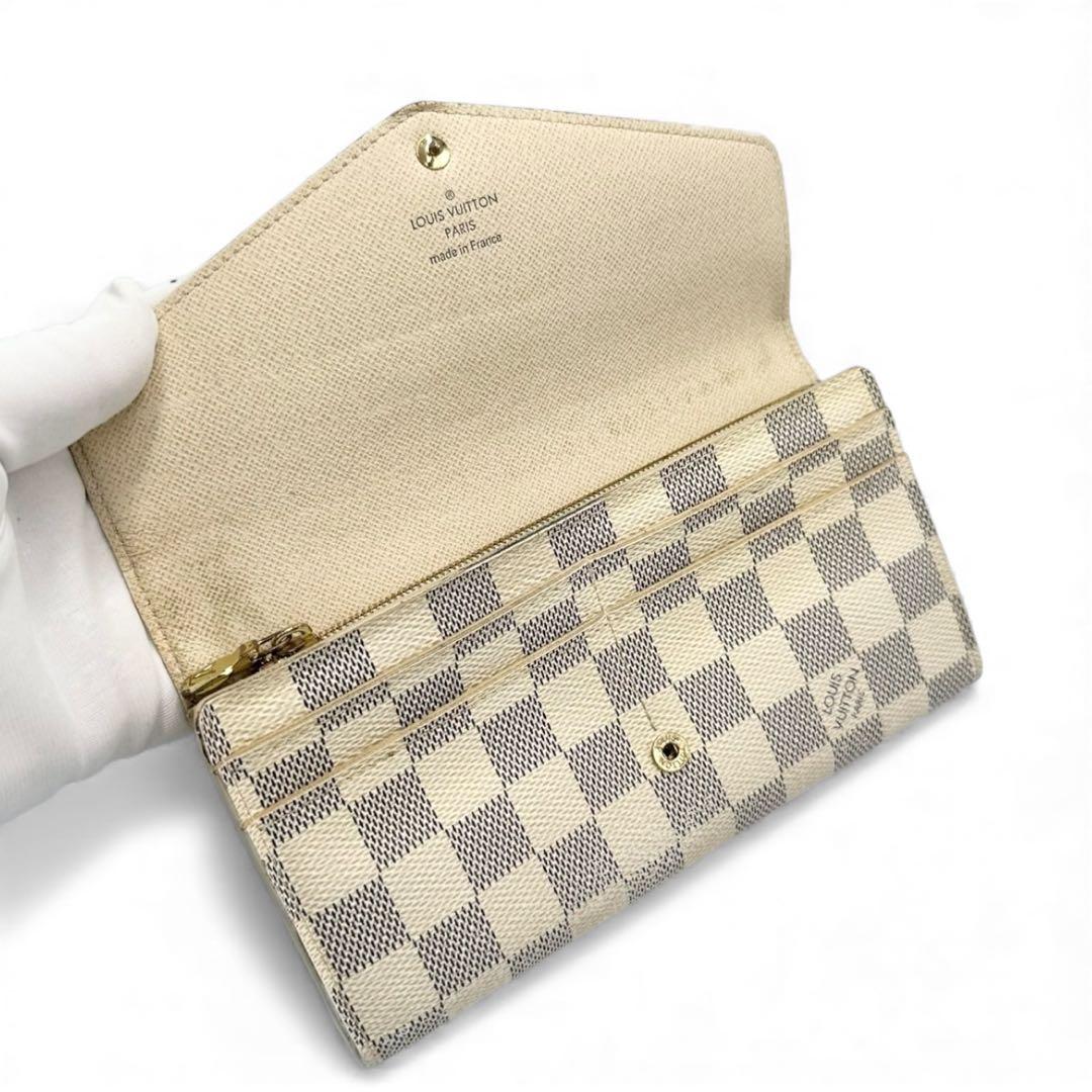 【極美品】ルイヴィトン 新型ポルトフォイユサラ 長財布 ダミエ アズール 白