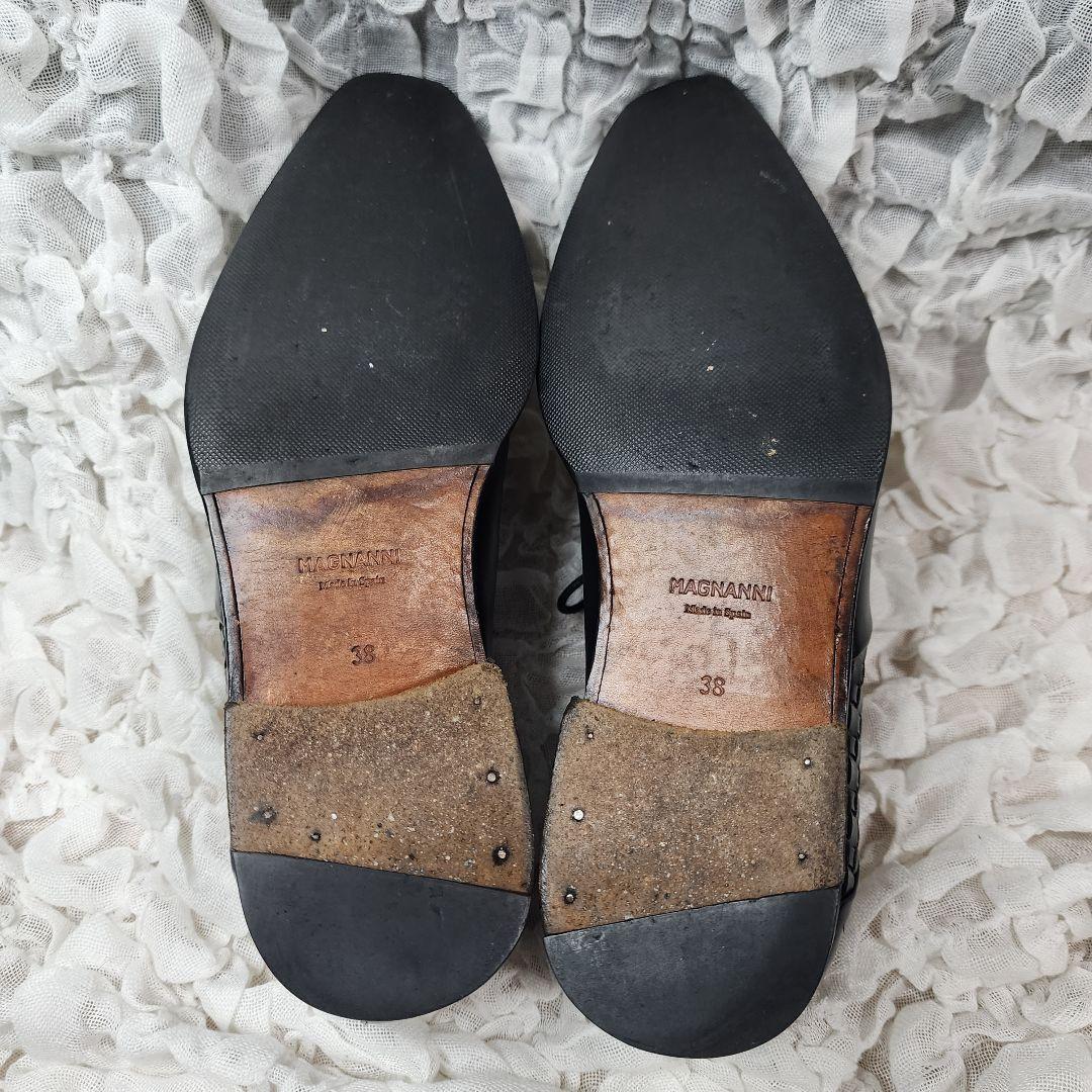 ☆ヤックル☆マグナーニ プレーントゥ イントレチャート レザー シューズ